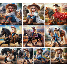 Load image into Gallery viewer, Cowgirl-Full Round Diamond Painting-30x30cm