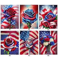 Load image into Gallery viewer, Independence Day Flag Rose-Full Round Diamond Painting-30x40cm
