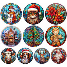 Load image into Gallery viewer, Stained Glass Christmas-Full Round Diamond Painting-30x30cm