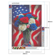 Load image into Gallery viewer, Independence Day Flag Rose-Full Round Diamond Painting-30x40cm