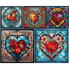 Load image into Gallery viewer, Stained Glass Heart-Full Round Diamond Painting-30x30cm