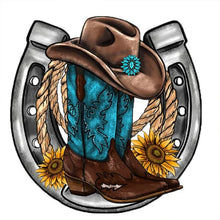 Load image into Gallery viewer, Western cowboy boot hat-Full Round Diamond Painting-30x30cm