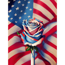 Load image into Gallery viewer, Independence Day Flag Rose-Full Round Diamond Painting-30x40cm