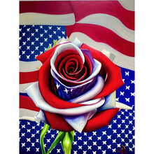 Load image into Gallery viewer, Independence Day Flag Rose-Full Round Diamond Painting-30x40cm