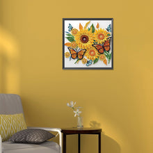 Load image into Gallery viewer, Sunflower Butterfly-Partial Special Diamond Painting-30x30cm