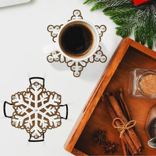 Load image into Gallery viewer, 8pcs/set +1 storage rack-Snowflake-Wooden Diamond Coaster