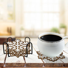 Load image into Gallery viewer, 8pcs/set +1 storage rack-Snowflake-Wooden Diamond Coaster
