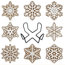 Load image into Gallery viewer, 8pcs/set +1 storage rack-Snowflake-Wooden Diamond Coaster