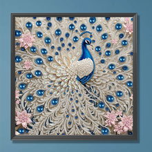 Load image into Gallery viewer, White peacock Partially specially shaped Diamond painting-30x30cm