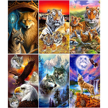 Load image into Gallery viewer, Tiger Wolf-Full Round Diamond Painting-40x70cm-Large Size
