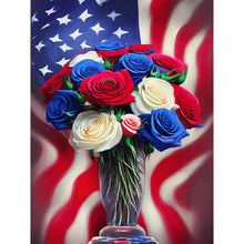 Load image into Gallery viewer, Independence Day Flag Rose-Full Round Diamond Painting-30x40cm