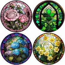 Load image into Gallery viewer, Stained Glass Flower-Full Round Diamond Painting-35x35cm