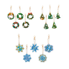 Load image into Gallery viewer, 5Pcs Christmas Wreath Double Sided Diamond Painting Keychain