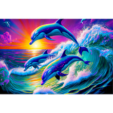 Load image into Gallery viewer, Pod Of Dolphins-Full Round Diamond Painting-60x40cm-Large Size