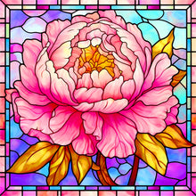 Load image into Gallery viewer, Stained Glass Flower-Full Round Diamond Painting-40x40cm