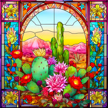 Load image into Gallery viewer, Stained Glass Flower-Full Round Diamond Painting-40x40cm
