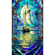 Load image into Gallery viewer, Glass Sailboat-Full Round Diamond Painting-40x70cm-Large Size