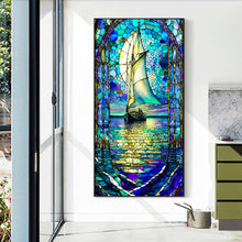 Load image into Gallery viewer, Glass Sailboat-Full Round Diamond Painting-40x70cm-Large Size