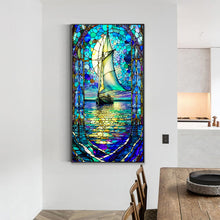 Load image into Gallery viewer, Glass Sailboat-Full Round Diamond Painting-40x70cm-Large Size