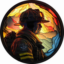 Load image into Gallery viewer, Stained Glass Firemen-Full Round Diamond Painting-30x30cm