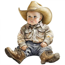 Load image into Gallery viewer, Cowboy Kid-Full Round Diamond Painting-30x30cm
