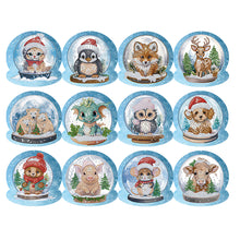 Load image into Gallery viewer, 12Pcs/Set Christmas Animals-Diamond Greeting Cards