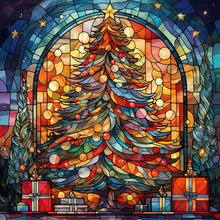 Load image into Gallery viewer, Stained Glass Christmas-Full Round Diamond Painting-30x30cm