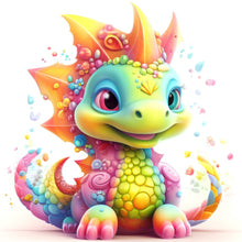 Load image into Gallery viewer, Colorful Little Dinosaur-Full Round Diamond Painting-30x30cm