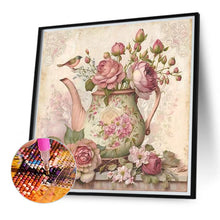 Load image into Gallery viewer, Pink Flower Teapot-Full Round Diamond Painting-40x40cm
