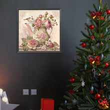 Load image into Gallery viewer, Pink Flower Teapot-Full Round Diamond Painting-40x40cm