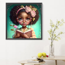 Load image into Gallery viewer, Curly Black Girl-Full Round Diamond Painting-30x30cm
