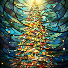 Load image into Gallery viewer, Stained Glass Christmas-Full Round Diamond Painting-30x30cm