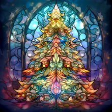 Load image into Gallery viewer, Stained Glass Christmas-Full Round Diamond Painting-30x30cm