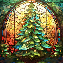 Load image into Gallery viewer, Stained Glass Christmas-Full Round Diamond Painting-30x30cm
