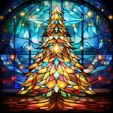 Load image into Gallery viewer, Stained Glass Christmas-Full Round Diamond Painting-30x30cm