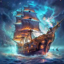 Load image into Gallery viewer, Sea Boat-Full Round Diamond Painting-30x30cm