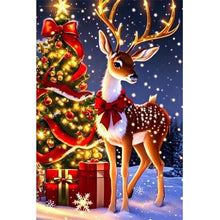 Load image into Gallery viewer, Christmas Deer-Full Round Diamond Painting-40x60cm-Large Size