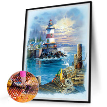 Load image into Gallery viewer, Seaside Lighthouse-Full Round Diamond Painting-30x40cm