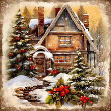 Load image into Gallery viewer, Snow Cabin-Full Round Diamond Painting-30x30cm