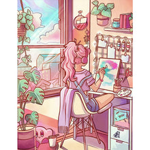 Load image into Gallery viewer, Cartoon Girl-Full Round Diamond Painting-50x60cm-Large Size