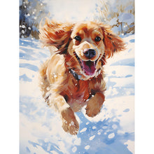 Load image into Gallery viewer, Little Golden Retriever In The Snow-Full Round Diamond Painting-30x40cm