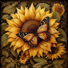 Load image into Gallery viewer, Sunflower Butterfly-Full Round Diamond Painting-30x30cm