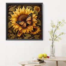 Load image into Gallery viewer, Sunflower Butterfly-Full Round Diamond Painting-30x30cm