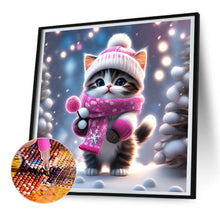 Load image into Gallery viewer, Snow Kitten-Full Round Diamond Painting-30x30cm