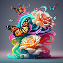 Load image into Gallery viewer, Colorful Butterfly-Full Round Diamond Painting-30x30cm