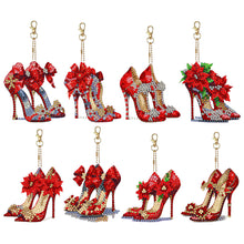 Load image into Gallery viewer, 8Pcs/Set Red High Heels-Double Side Drill-Diamond Keychain