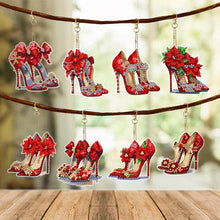 Load image into Gallery viewer, 8Pcs/Set Red High Heels-Double Side Drill-Diamond Keychain