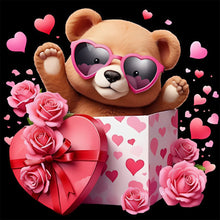 Load image into Gallery viewer, Love Rose Bear-Full Round Diamond Painting-30x30cm