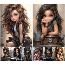 Load image into Gallery viewer, Cool Girl-Full Round Diamond Painting-30x40cm