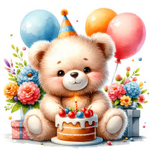 Load image into Gallery viewer, Birthday Bear-Full Round Diamond Painting-30x30cm